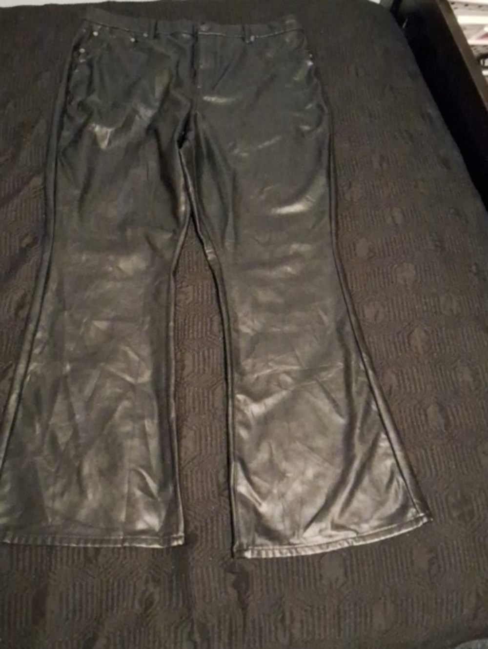 American Eagle Outfitters Black Faux Leather Wide Leg Pants